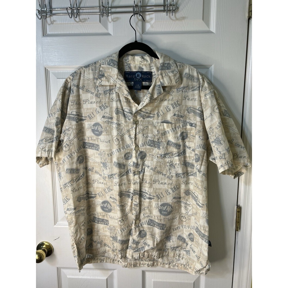 Hard Rock Men's Button Down Shirt Size Large‎ Logo